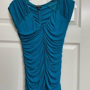 Express teal rouched blouse